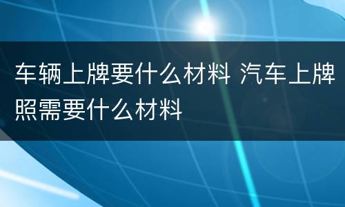 车辆上牌要什么材料 汽车上牌照需要什么材料