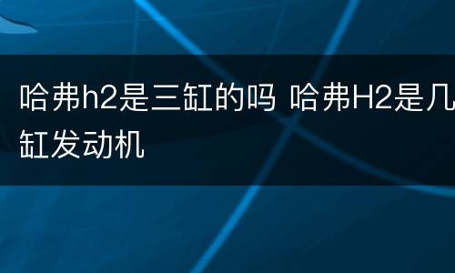 哈弗h2是三缸的吗 哈弗H2是几缸发动机