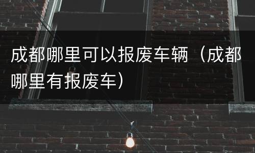 成都哪里可以报废车辆（成都哪里有报废车）