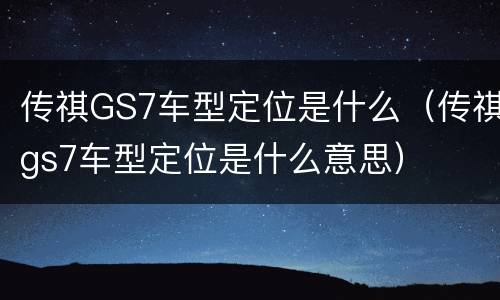 传祺GS7车型定位是什么（传祺gs7车型定位是什么意思）