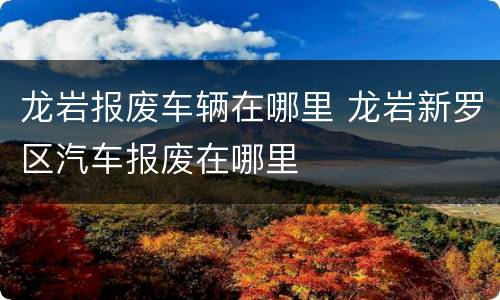 龙岩报废车辆在哪里 龙岩新罗区汽车报废在哪里