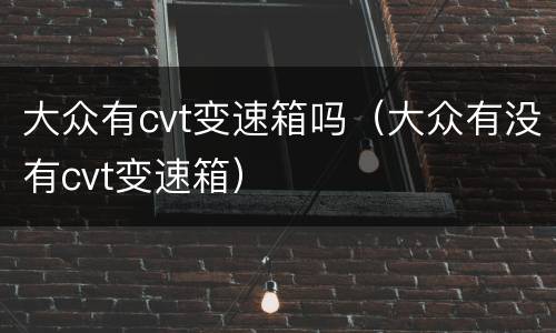 大众有cvt变速箱吗（大众有没有cvt变速箱）