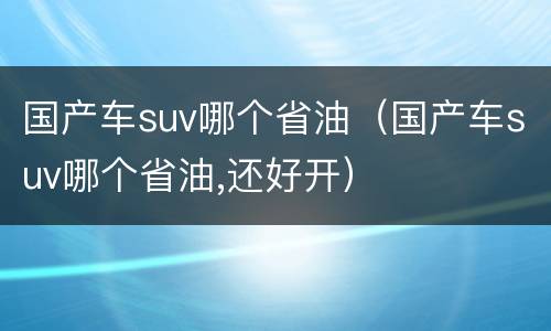 国产车suv哪个省油（国产车suv哪个省油,还好开）