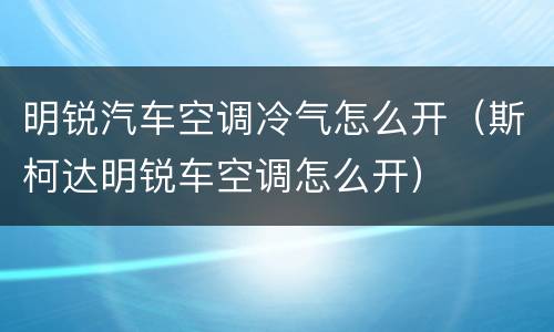 明锐汽车空调冷气怎么开（斯柯达明锐车空调怎么开）