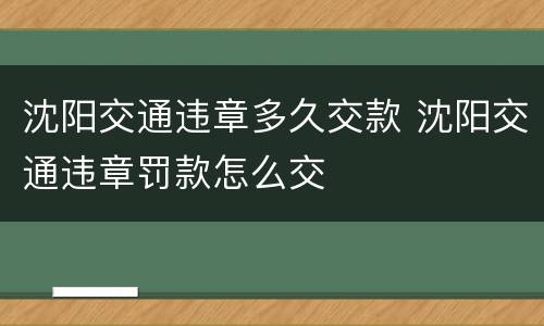 沈阳交通违章多久交款 沈阳交通违章罚款怎么交