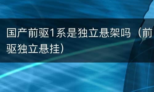 国产前驱1系是独立悬架吗（前驱独立悬挂）