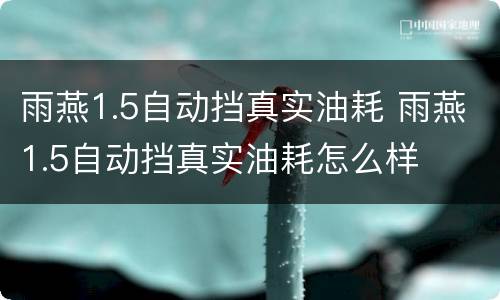 雨燕1.5自动挡真实油耗 雨燕1.5自动挡真实油耗怎么样