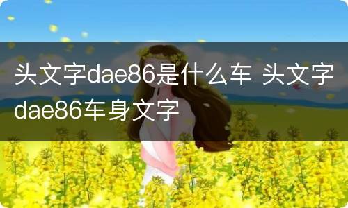 头文字dae86是什么车 头文字dae86车身文字