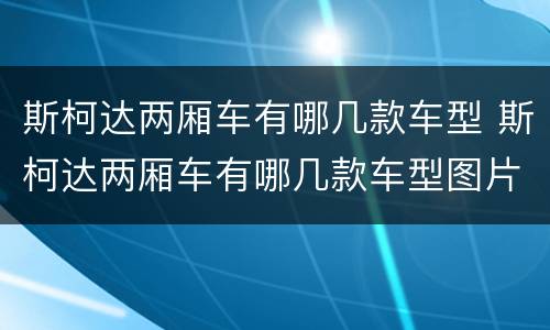 斯柯达两厢车有哪几款车型 斯柯达两厢车有哪几款车型图片