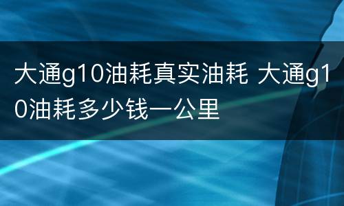 大通g10油耗真实油耗 大通g10油耗多少钱一公里