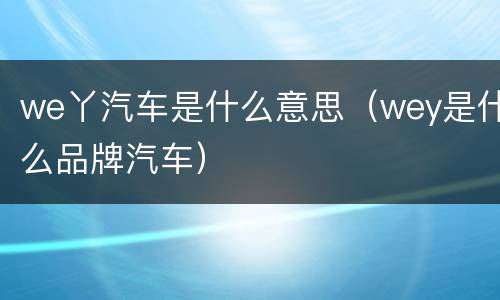 we丫汽车是什么意思（wey是什么品牌汽车）