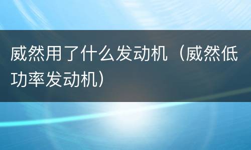 威然用了什么发动机（威然低功率发动机）