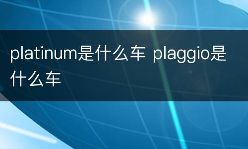 platinum是什么车 plaggio是什么车