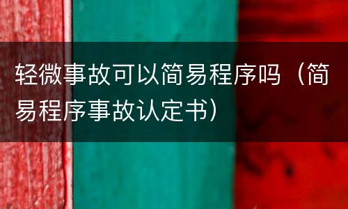 轻微事故可以简易程序吗（简易程序事故认定书）