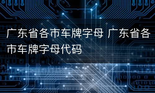 广东省各市车牌字母 广东省各市车牌字母代码