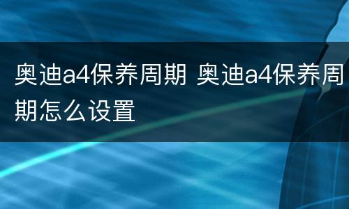 奥迪a4保养周期 奥迪a4保养周期怎么设置