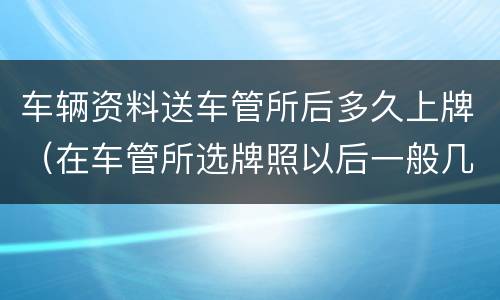 车辆资料送车管所后多久上牌（在车管所选牌照以后一般几天能送到）