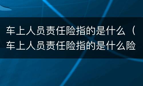 车上人员责任险指的是什么（车上人员责任险指的是什么险）