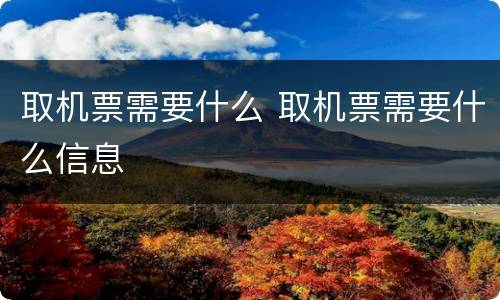 取机票需要什么 取机票需要什么信息