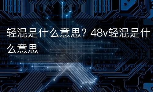 轻混是什么意思? 48v轻混是什么意思