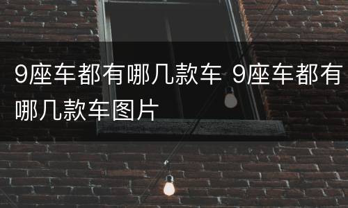 9座车都有哪几款车 9座车都有哪几款车图片