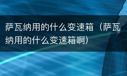 萨瓦纳用的什么变速箱（萨瓦纳用的什么变速箱啊）