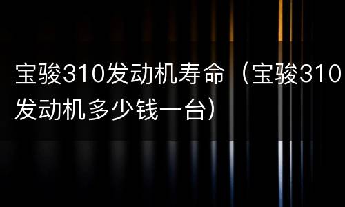 宝骏310发动机寿命（宝骏310发动机多少钱一台）