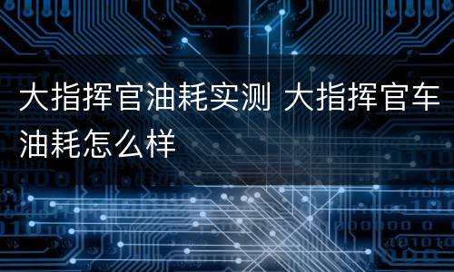 大指挥官油耗实测 大指挥官车油耗怎么样