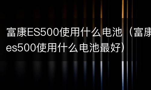 富康ES500使用什么电池（富康es500使用什么电池最好）