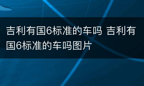 吉利有国6标准的车吗 吉利有国6标准的车吗图片