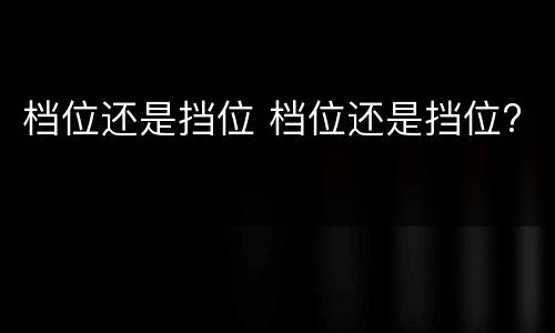 档位还是挡位 档位还是挡位?