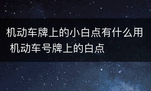 机动车牌上的小白点有什么用 机动车号牌上的白点