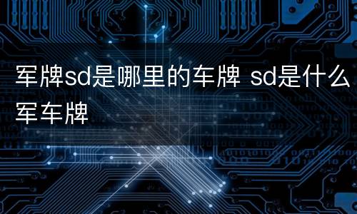 军牌sd是哪里的车牌 sd是什么军车牌