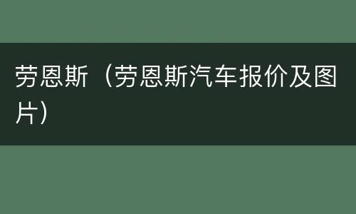 劳恩斯（劳恩斯汽车报价及图片）