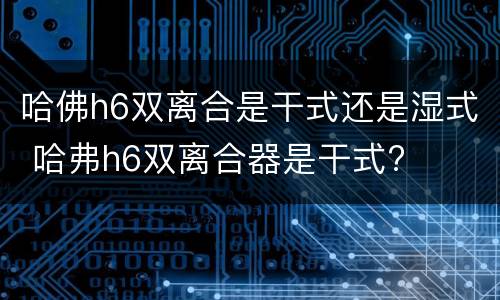 哈佛h6双离合是干式还是湿式 哈弗h6双离合器是干式?