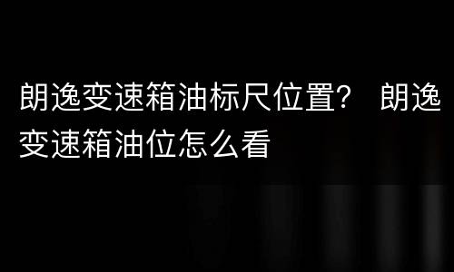 朗逸变速箱油标尺位置？ 朗逸变速箱油位怎么看