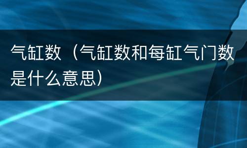 气缸数（气缸数和每缸气门数是什么意思）