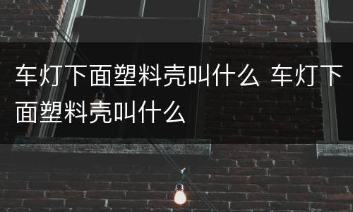 车灯下面塑料壳叫什么 车灯下面塑料壳叫什么