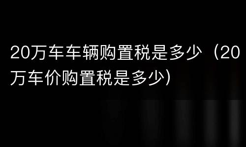 20万车车辆购置税是多少（20万车价购置税是多少）