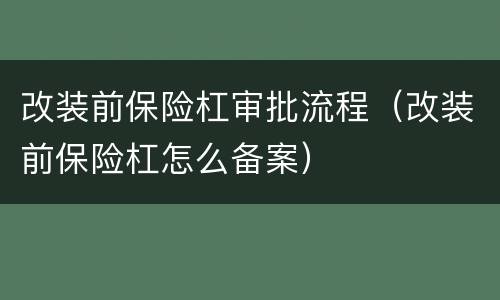 改装前保险杠审批流程（改装前保险杠怎么备案）