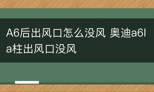 A6后出风口怎么没风 奥迪a6la柱出风口没风