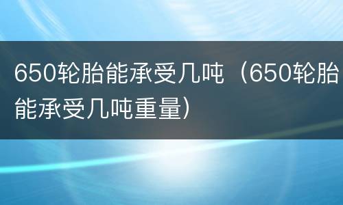 650轮胎能承受几吨（650轮胎能承受几吨重量）