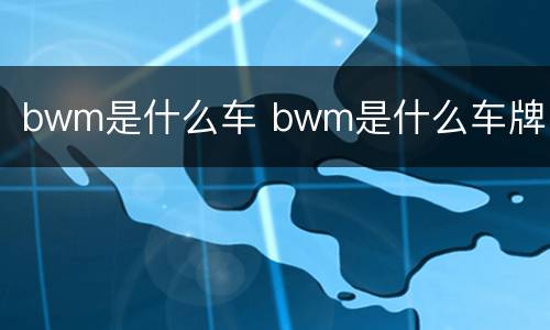 bwm是什么车 bwm是什么车牌