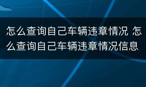 怎么查询自己车辆违章情况 怎么查询自己车辆违章情况信息