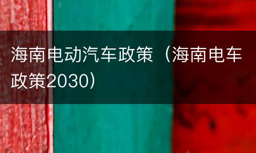 海南电动汽车政策（海南电车政策2030）