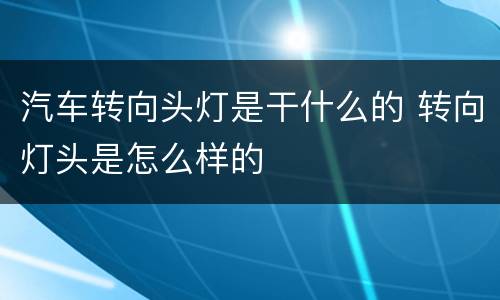 汽车转向头灯是干什么的 转向灯头是怎么样的