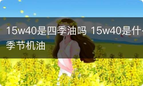 15w40是四季油吗 15w40是什么季节机油