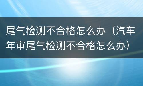 尾气检测不合格怎么办（汽车年审尾气检测不合格怎么办）