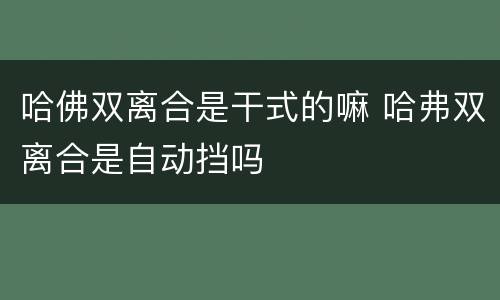 哈佛双离合是干式的嘛 哈弗双离合是自动挡吗