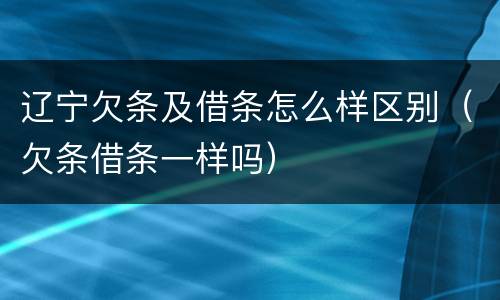 辽宁欠条及借条怎么样区别（欠条借条一样吗）